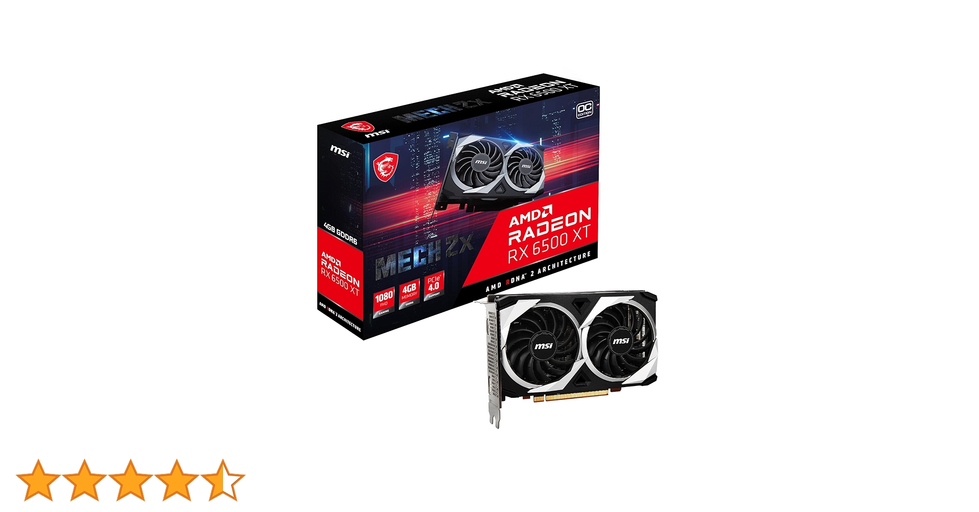 MIS Radeon RX 6500 XT Mech Dual OC 4GB GDDR6 PCI-Express Graphics
